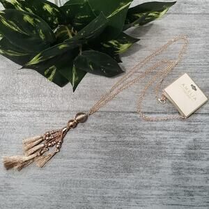 Amelia Designs rose gold beaded tassel necklace NEW